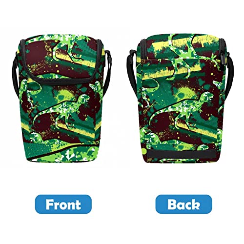 Lonchera ligera de camuflaje verde dinosaurio compacta e impermeable 5