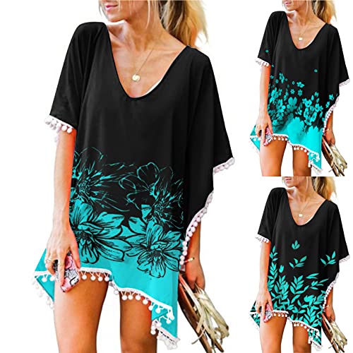 Kimono Femme Long robe chemise femme de plage femme maxi jupe de plage dentelle cache maillots boho sarongs manches longues chemise longue robe d'été paréo sarong cache maillot chemisiers(04-Vert,L) Cover