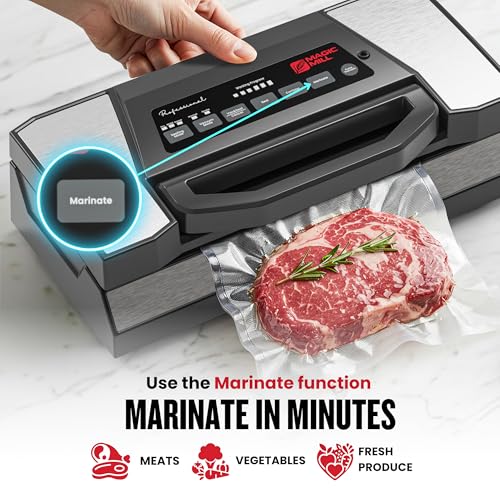 Image of Magic Mill Professional Vacuum Sealer Machine Pro with New Patent Handle MVS-5181 for Food Bags, Marinate Bowls, and Meal Packing Cannister | Vacuum Sealer with Cutter and Jar Attachment
