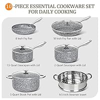 MICHELANGELO Stone Cookware Set 10 Piece, Ultra Nonstick Pots and Pans Set with Stone-Derived Coating, Kitchen Cookware Sets, Stone Cookware Sets, Granite Pots and Pans - 10 Piece — image 7