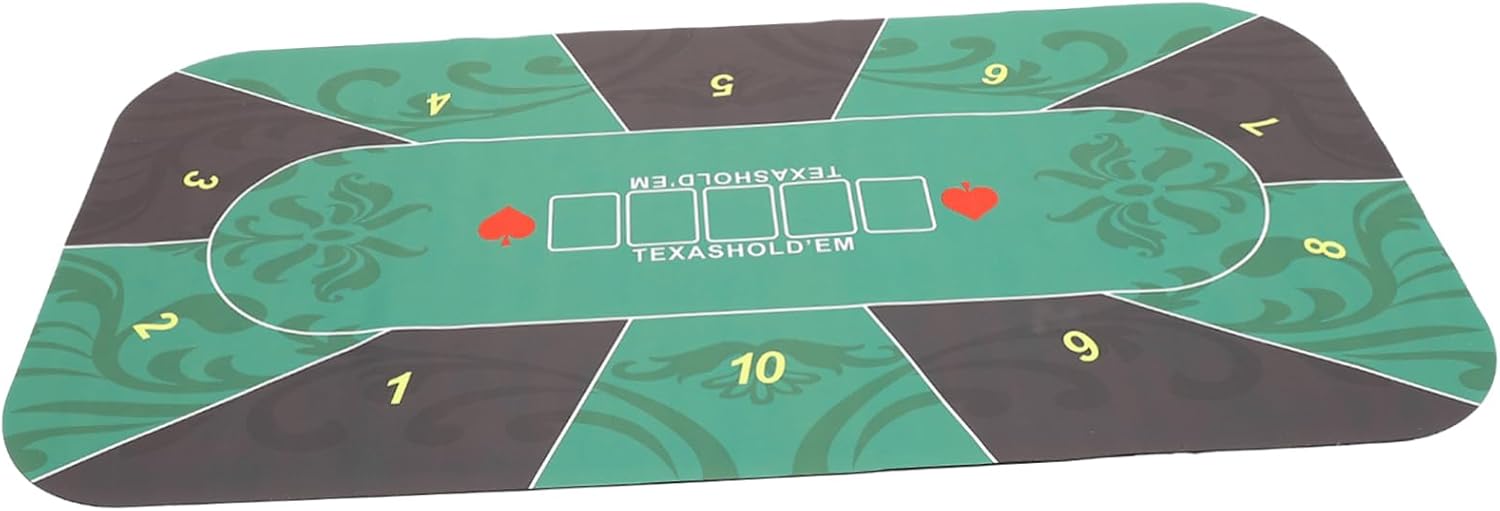 Household Rubber Poker Table Cover Player Game Mat for Family Entertainment Non Skid Backing Easy to Carry Decorative Design Fits Tables
