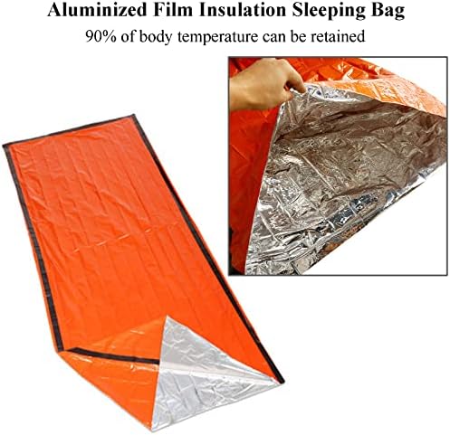 Wesoke Emergency Sleeping Bag, Waterproof Lightweight Thermal Survival Bivy Sack, Portable Emergency Blanket with Whistle for Outdoor Adventure Activities Hiking Camping, Orange