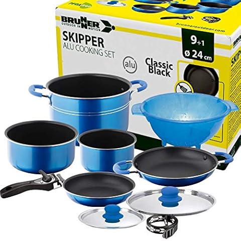 Brunner: Camping Kochgeschirr Alu-Topfset - 9+1 teilig ø 24 cm Skipper Cover