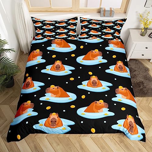 Cute Capybara Duvet Cover Kawaii Animal Comforter Cover Single