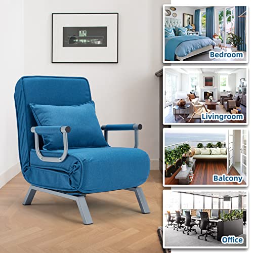 Hupmad Convertible Sofa Bed Sleeper Chair,Tri-fold Upholstered Armchair Sleeper with Pillow,Folding Leisure Chaise Lounge Couch with 6 Angle Adjustable Backrest,Single Lazy Bed for Office Apartment