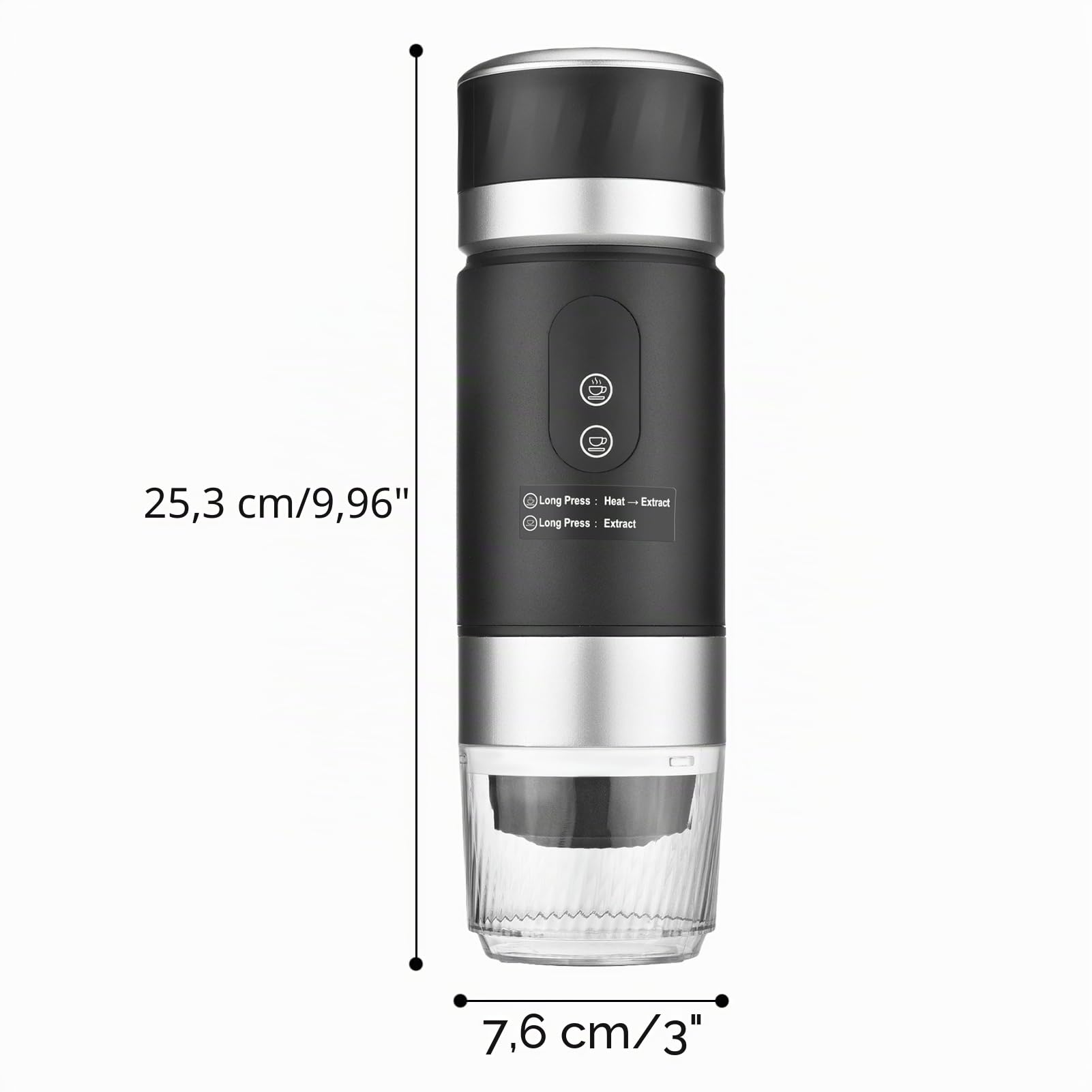 Macchina per caffè espresso elettrica portatile, Macchina da caffè 3 in 1, Compatibile con Piccole Capsule, Grandi Capsule e Caffè macinato, per viaggi, campeggio e auto(Nero)