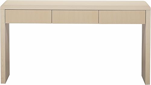 Miniatura 3 de Mesa consola rústica de granja con 2 cajones de almacenamiento, mesas de sofá con esquina curvada y patas de madera de goma para entrada, pasillo,