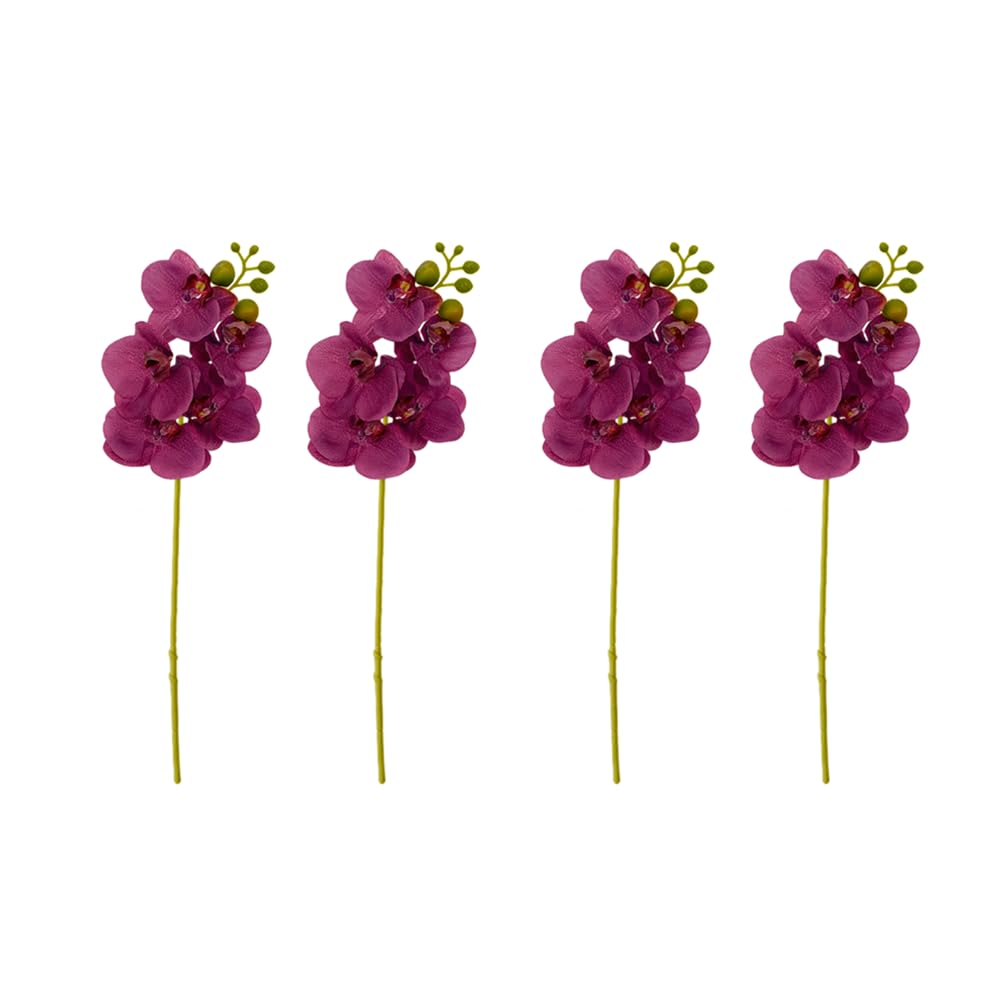 CURTEK 4-Pack Artificial Flowers Real Touch Latex Phalaenopsis 17.7inch Artificial Orchid Stem Bouquets for Wedding Party Home Garden Decor (Purple), RZHDLH4