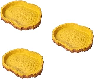 Ipetboom 3 Pçs Recipientes De Comida De Vidro Bandeja De Água De Planta Terrários Resina Simulada Tigela De Água De Réptil Tigela De Água Para Répteis Tigela De Comida De Réptil Prato De