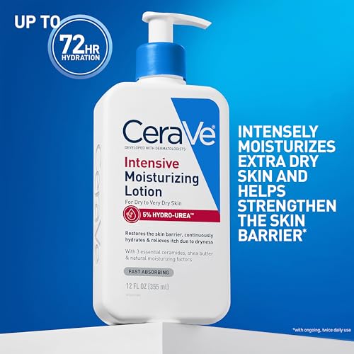 Image of CeraVe Intensive Moisturizing Lotion, Hydro-Urea + Shea Butter, Body Lotion For Dry Skin, Relieves Signs Of Extra Dry Skin, Non Greasy Hydrating Cream For Rough, Tight, Red & Itchy Skin, 8oz
