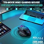 SM809 Pro Wireless MMO Gaming Mouse with 9 Side Buttons,24000 DPI,Triple Connectivity (2.4G/BT5.0/Wired) RGB MMO Mouse for Gamer,16 Programmable Macros,Up to 350H Battery Life,Black - Image 3