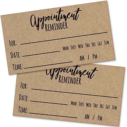 100 Appointment Reminder Cards - Kraft Style for Business, Hair Salon, Dental Office, Massage Therapist, Grooming, Hairdresser, Medical Doctors and More - Bulk Pack of Your Next Appointment Cards
