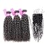 Original Queen 100% Brazilian Unprocessed Virgin Kinky Curly Human Hair Weave 3 Bundles With Closure Deep Curly Hair Extensions Mixed Length 10 12 14inches With 10inches Free Part Closure