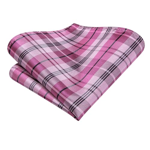 Image of Hi-Tie Mens Plaid Ties Classic Paisley Necktie with Handkerchief Cufflinks Set Business Stripe Tie