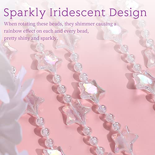 Anminy Crystal Beaded Curtain Clear Iridescent Bead String Curtains Colorful Rainbow Acrylic Decorative Hanging Room Divider For Doorway Restaurant Kids' Bedroom Home Decor 35" By 79" - Shiny Stars #TOP3