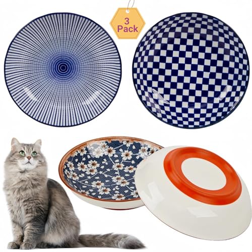 ZYUTONG 3 Pack Non-Slip Cat Bowls (Ceramic)