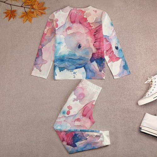 Watercolor Pink AxolotlBoys Casual Comfort Pajamas, Long Sleeve Pajama Set150CM4