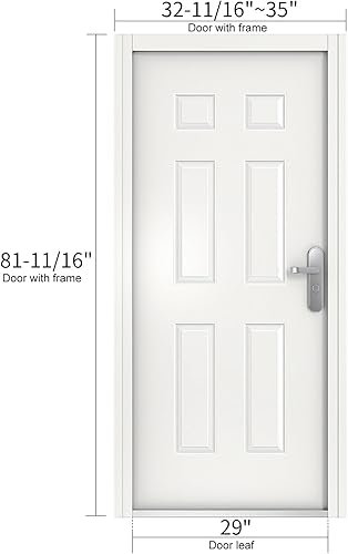 Miniatura 28 de VIZ-PRO Puerta de seguridad de acero de montaje rápido con marco y herrajes, 6 paneles blancos con bisagras laterales derechas hacia adentro, losa