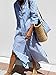 utcoco Womens 2025 Shirt Dress Casual Lapel 3/4 Sleeve Button Down Split Belted Vacation Maxi Dress (Large, Blue Striped)