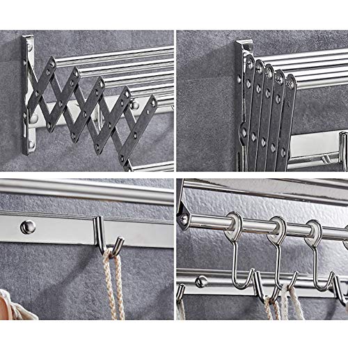 Porte-serviette pour salle de bain 80 cm résistant à la rouille et pliant - 6