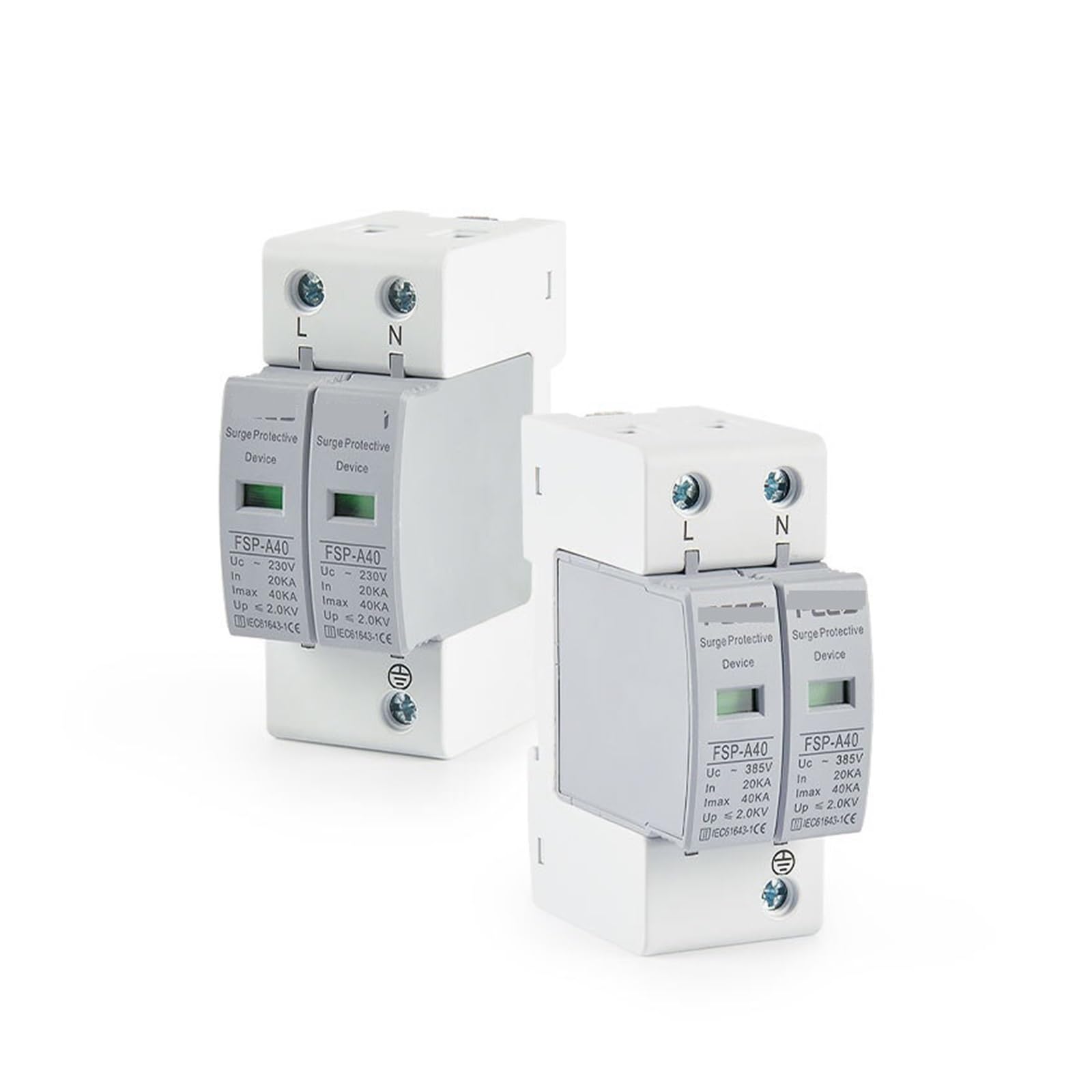 AC SPD Lightning Protector,2P Din Rail Solar PV Low Voltage 230V 275V 20KA-40KA Surge Arrester Device Lightning Protection (Color : 2P 275VAC, Size : 30kA-60kA)