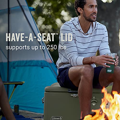 Image of Coleman Reunion Premium Portable Cooler 54qt Steel Belted Leak-Resistant Heavy-Duty Latch Handles & Drain Built-in Bottle Opener Perfect for Camping Tailgating Beach & Picnic