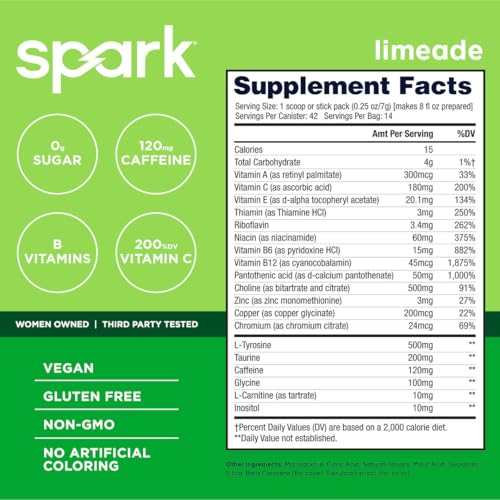 Image of AdvoCare Spark - Energy Drink Mix - Vitamin & Amino Acid Supplement - Supports Energy & Focus - Portable Immune Support - Sugar-Free - Limeade (10.5 oz)