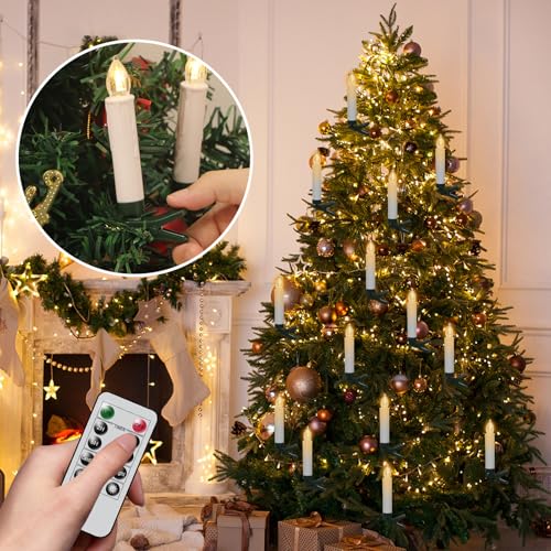 Velas cónicas LED de Navidad con mando pack de 30 para árbol 3