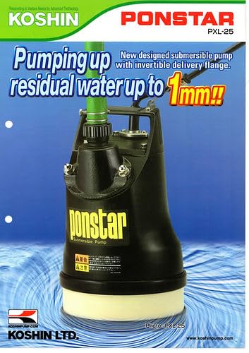 KOSHIN Pompe Vidange Submersible PXL-52522, Fabriqué au Japon, 1″ (25 mm), 120 L/min, 8m