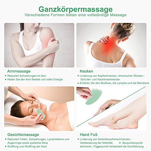 Guasha Massagewerkzeug, 4 PCS Stein Gua Sha Brett, Guasha-Kratzmassageset für die SPA-Akupunktur Physiotherapie Muskelknoten Gesichtspflege-Behandlung Gewebe Lymphdrainage - Image 3