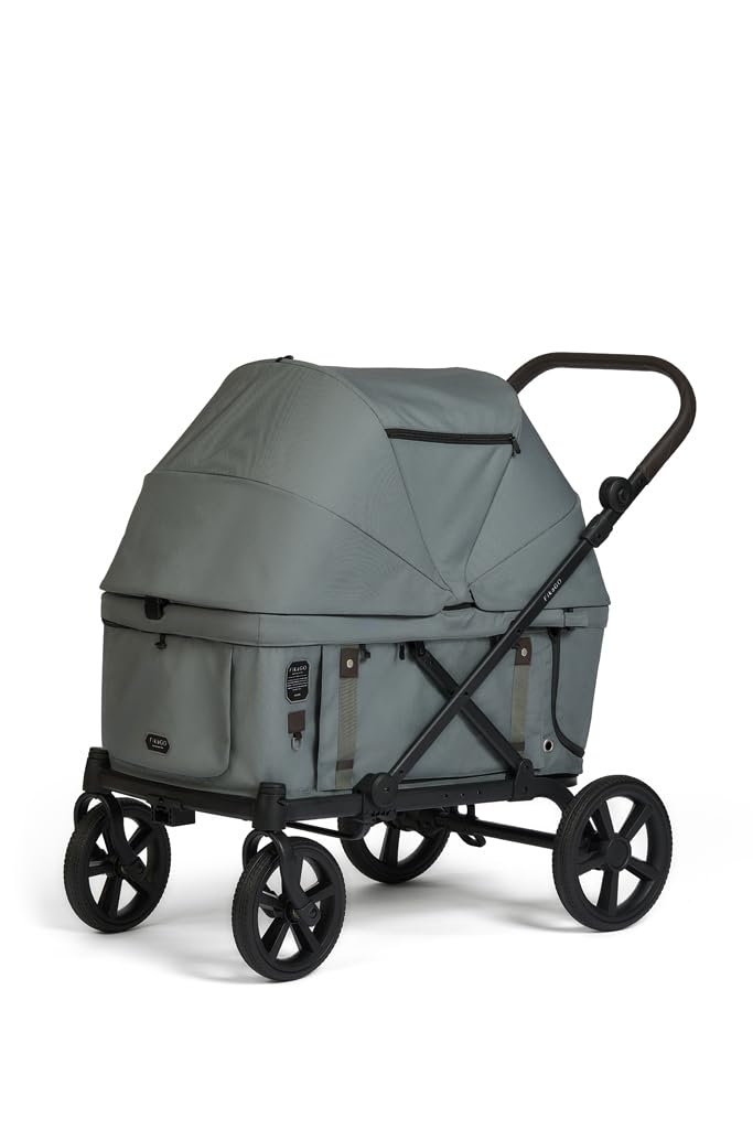 FikaGO KROSS Hundebuggy und Bollerwagen bis 100 kg, faltbarer Hundewagen für große Hunde und mehrere Haustiere, (Green)