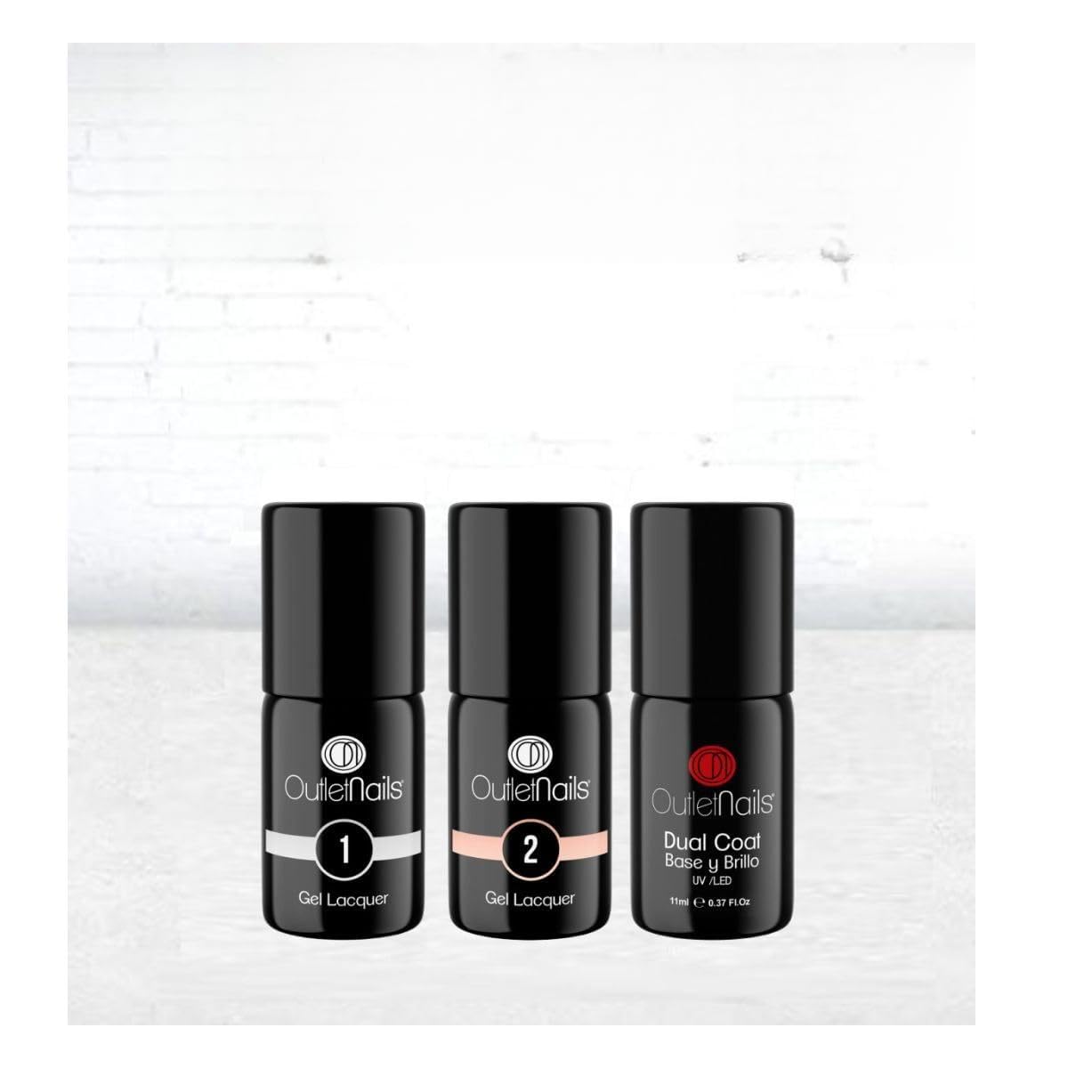 Pack Esmalte Permanente Manicura Francesa UV/LED - 15ml / Francesa/Color natural/Base y Brillo