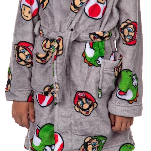 Nintendo Boys' Super Mario Yoshi and Super Mushroom Kids Plush Fleece Robe Pajama Lounge Bathrobe (8) - image 3