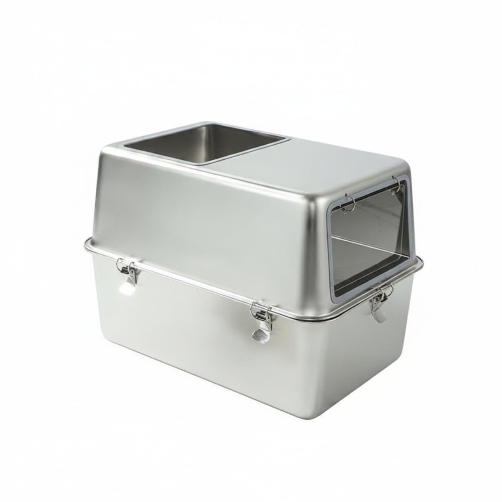 rockible Edelstahl-Katzenklo Rostfrei Katzentoilette mit Haube Hygienisch Katzentoilette mit Deckel für Katzen, Katzenbesitzer, Wohnung, Badezimmer, 50 X 35 X 40 cm