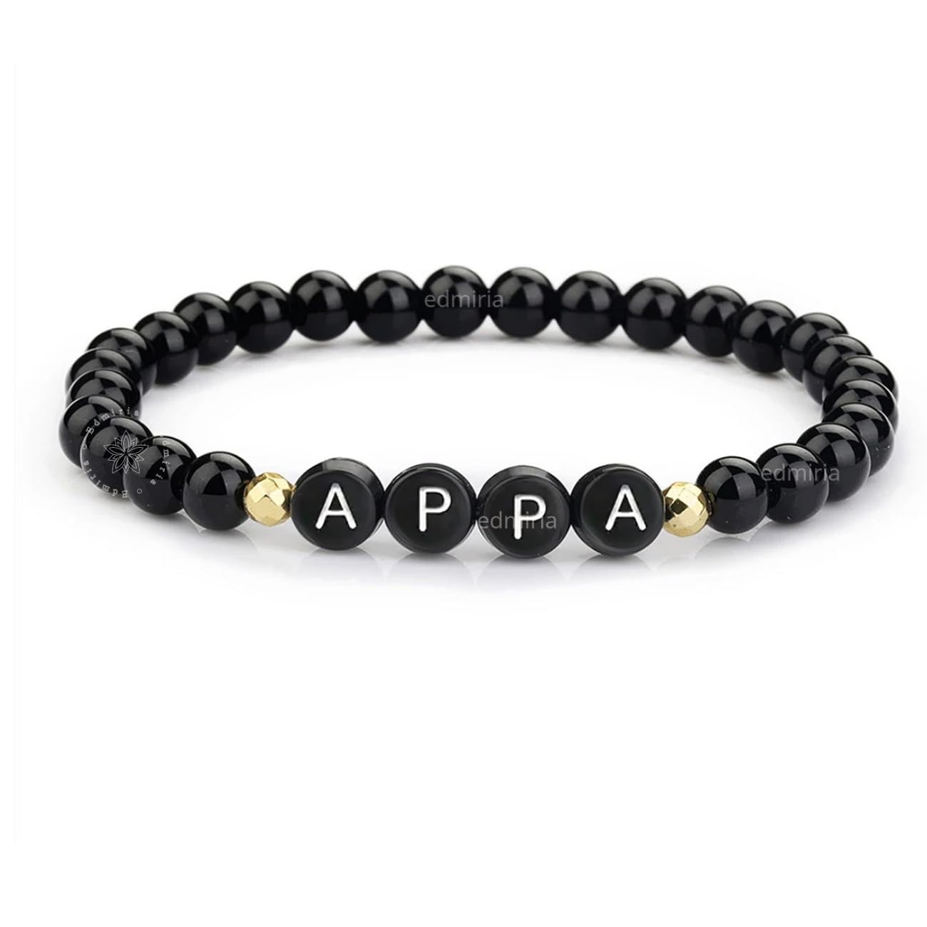 EDMIRIADad Papa Daddy Pita Walid Bapu Baba Appa Natural Black Onyx Stone Bracelet | To My Dad Bracelet Sentimental Gift, Daughter Son to Father Gift | Bracelet for your Daddy