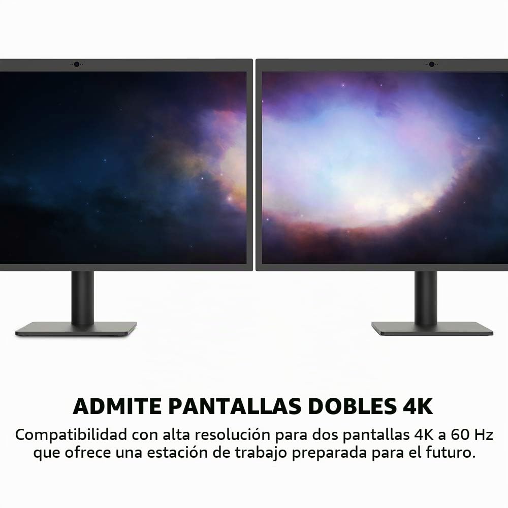 Belkin base dock Thunderbolt 3 estándar con cable Thunderbolt 3 (conector dock Thunderbolt para Mac y Windows), dos pantallas 4K a 60 Hz, transferencias de 40 Gbps, carga de salida de 60 W | Base USB-C, pantalla dual, hub de expansión para laptop, MacBook