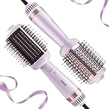 JIGGL Extra-Large-Oval-Barrel Blow Dryer Brush Straightener: One Step Hot Air Hair Dryer Brush for Medium and Long Hair Women, Straightening/Smoothing/Drying/Volumizing, Purple