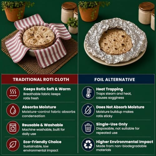 Image of Solitude Pack of 2 Cotton Roti Cover | Reusable Double Layer Chapati Cloth Wrap for Casserole & Hot Case for Kitchen (Multicolor)