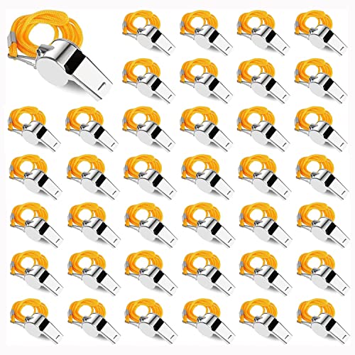 50 silbatos deportivos con cordón de acero inoxidable miniatura 1