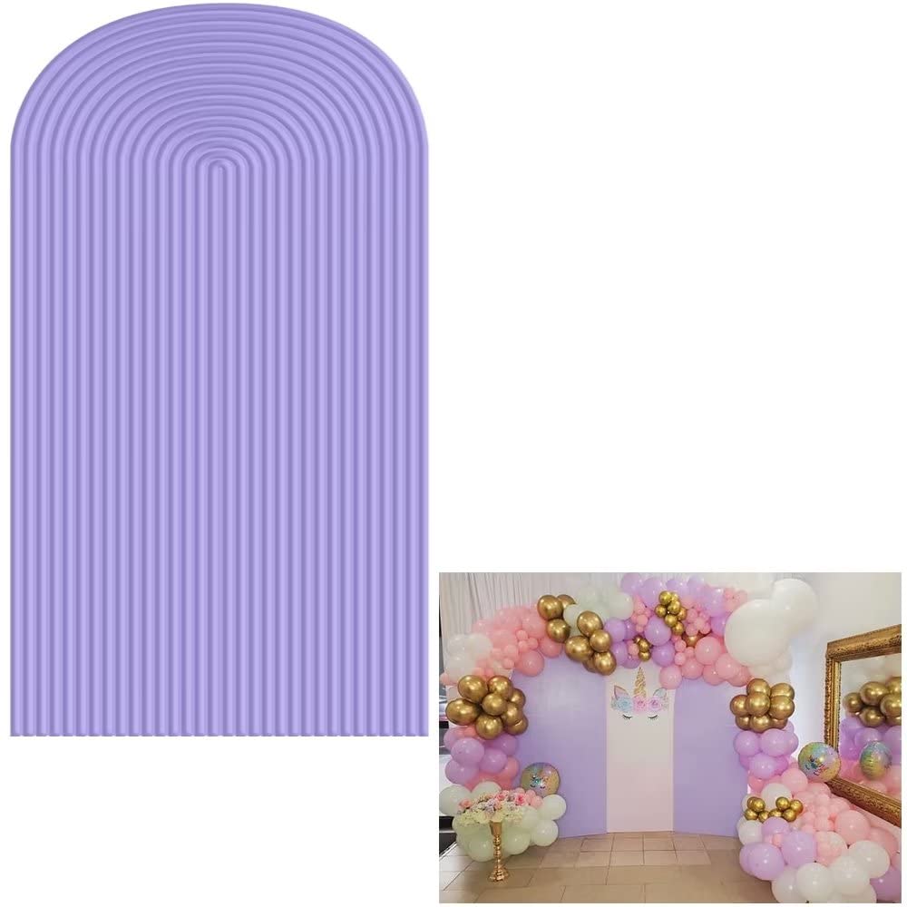HUAYI Violet Purple Ripples Pattern Arch Backdrop Cover for Birthday Party Wedding Baby Shower Decorations Chiara Backdrops Arched Wall Frame Stands