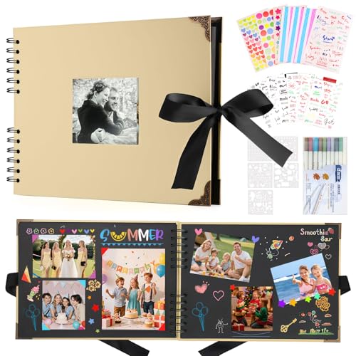 La mejor comparación de Albumes de fotos Top 10. 49 Álbum para Fotos Grande DIY Scrapbook,80 Páginas Albunes Fotograficos de Bricolaje,Nuestro Libro de Aventuras,Album Recortes de Viaje,con Pegatinas&Bolígrafos,Regalo...