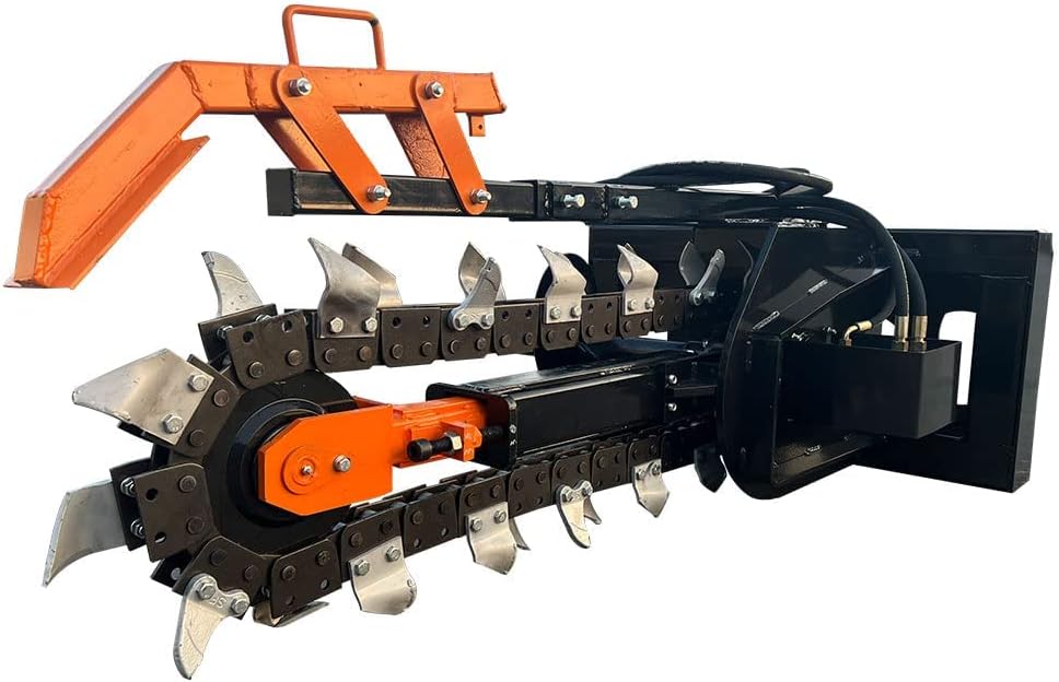 Overall view of the Skid Steer Side Shift Trencher Attachment