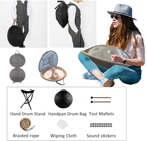 Handpan de acero premium 22 pulgadas 10 notas D Minor Kurd miniatura 6