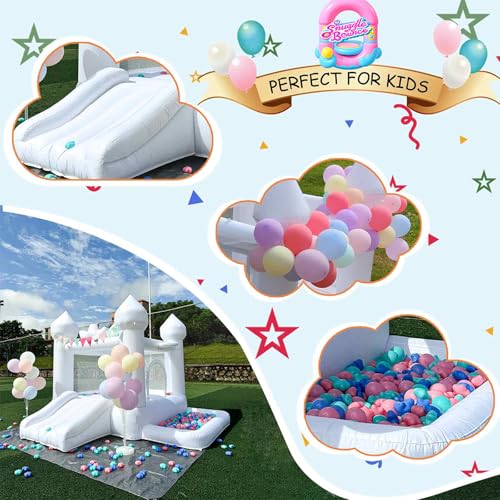 9FT White Bounce House,Inflatable Toddler Bouncy House for 3-6 Age Kids Party Gift with Blower White Jumper Bouncy Castle Wedding Decorations for Outdoor Play Backyard - Image 6