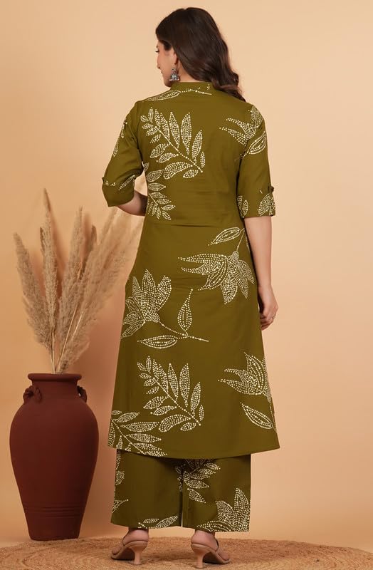 Image of rytras Women Pure Cotton Printed A-Line Kurta Set with Palazzo pants|Ethnic wear|Kurta Set for Women