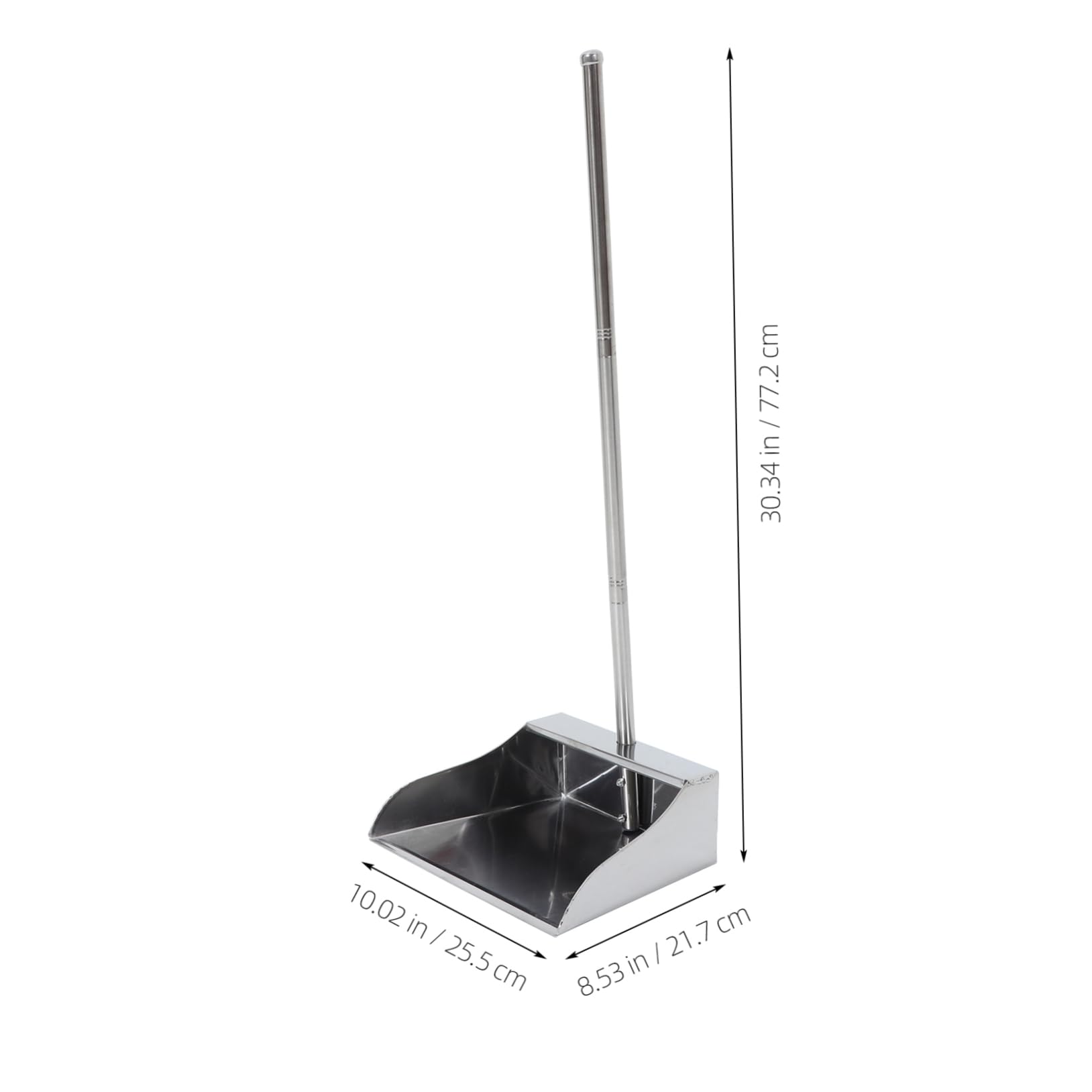 Recogedor De Acero Inoxidable Pala para Limpieza De Habitaciones Pala para Basura De Mango Hogar Oficinas y Vestíbulos Sin Agacharse