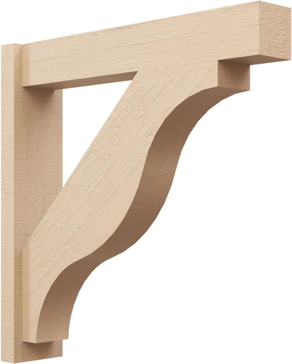Ekena Millwork 6"W x 30"D x 30"H Funston Block Rough Cedar Woodgrain TimberThane Outlooker, Primed Tan