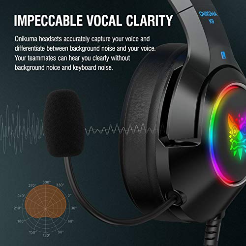 ONIKUMA PS4 Headset -Gaming Headset Xbox one Headset Gaming Headphone with Surround Sound, RGB LED Light 