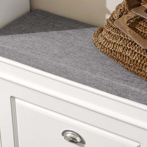 Banc à chaussures avec rangement abattant et coussin d'assise blanc