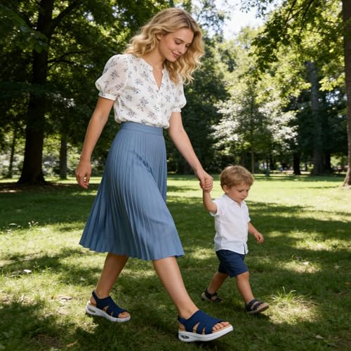 Image of ziitop Walking Sandals Women Orthopedic Sandals for Women Comfortable Arch Support Orthotic Platform Wedge Shoes Air Cushion Adjustable Strap Comfort Shoes for Summer Travel Beach Party Shopping Work